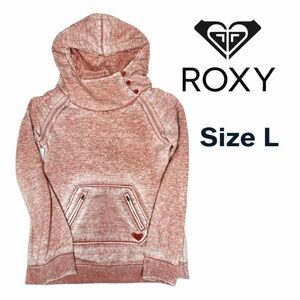Roxy Red Cowl Neck Hoodie Zip Pocket Pullover Sweatshirt Size L